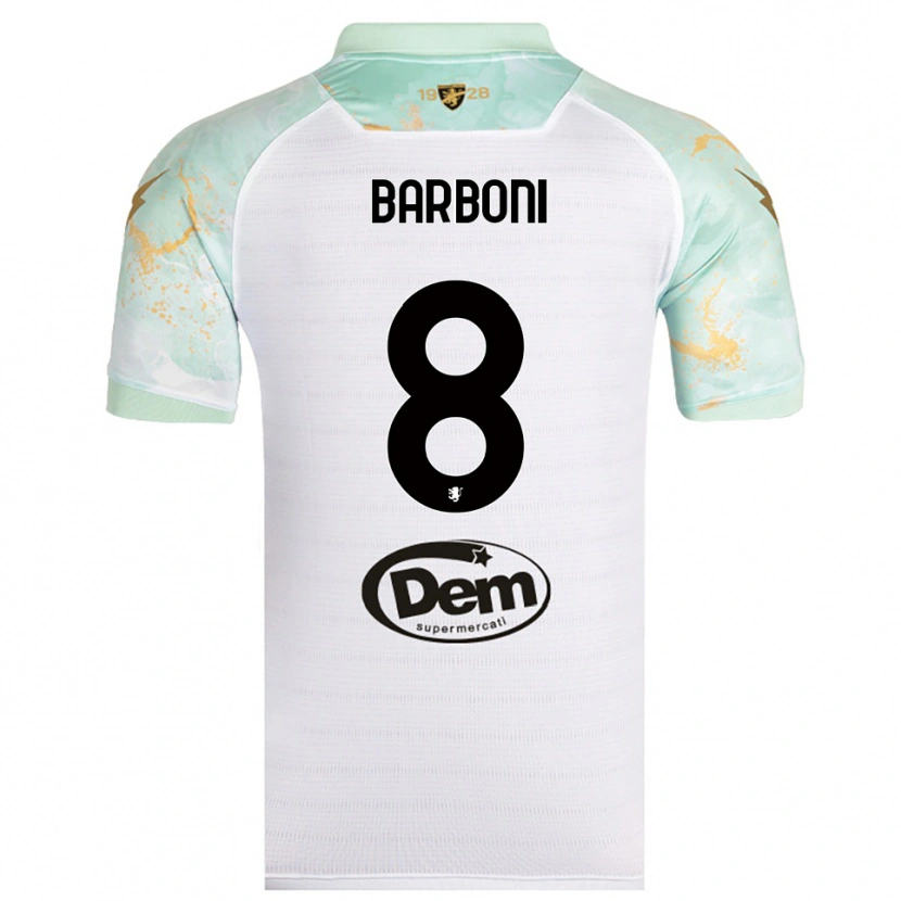 Danxen Criança Camisola David Barboni #8 Branco Preto Alternativa 2025/26 Camisa