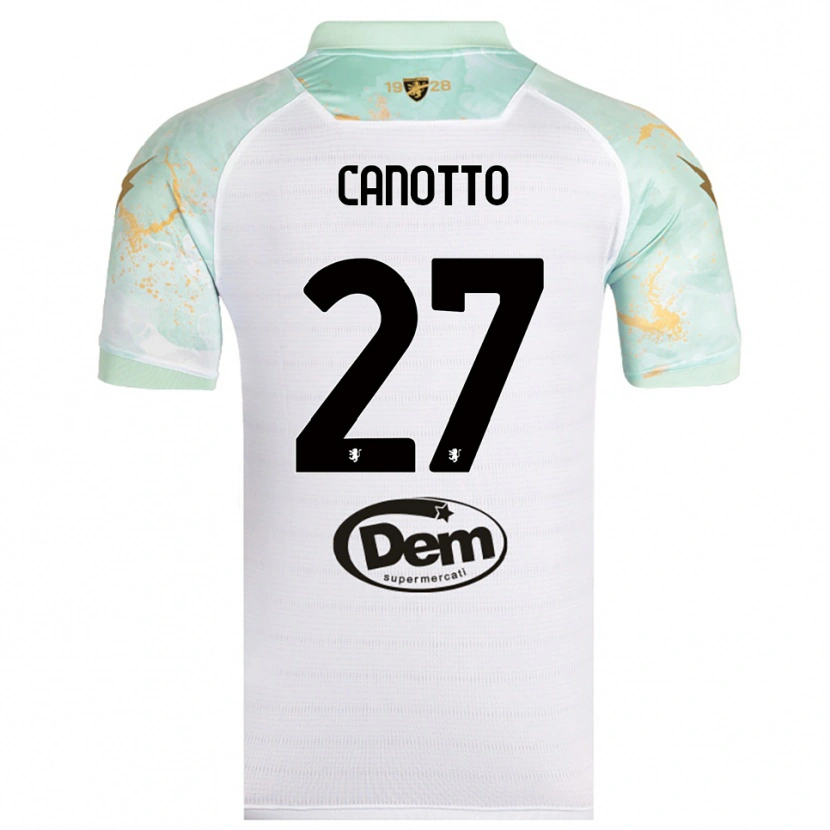 Danxen Criança Camisola Luigi Canotto #27 Branco Preto Alternativa 2025/26 Camisa