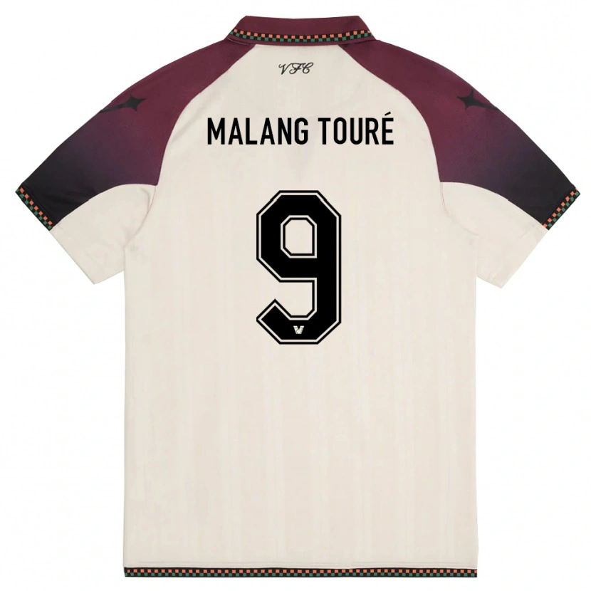 Danxen Criança Camisola Mohamed Malang Touré #9 Creme Borgonha Alternativa 2025/26 Camisa