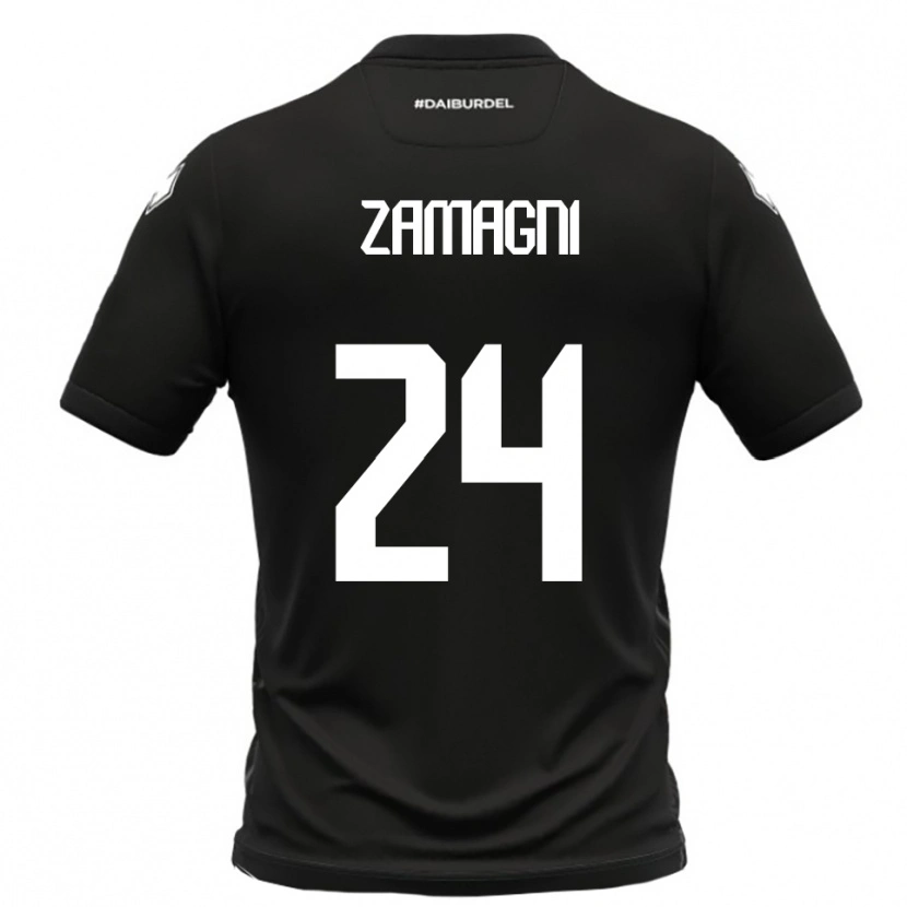 Danxen Criança Camisola Davide Zamagni #24 Preto Branco Alternativa 2025/26 Camisa