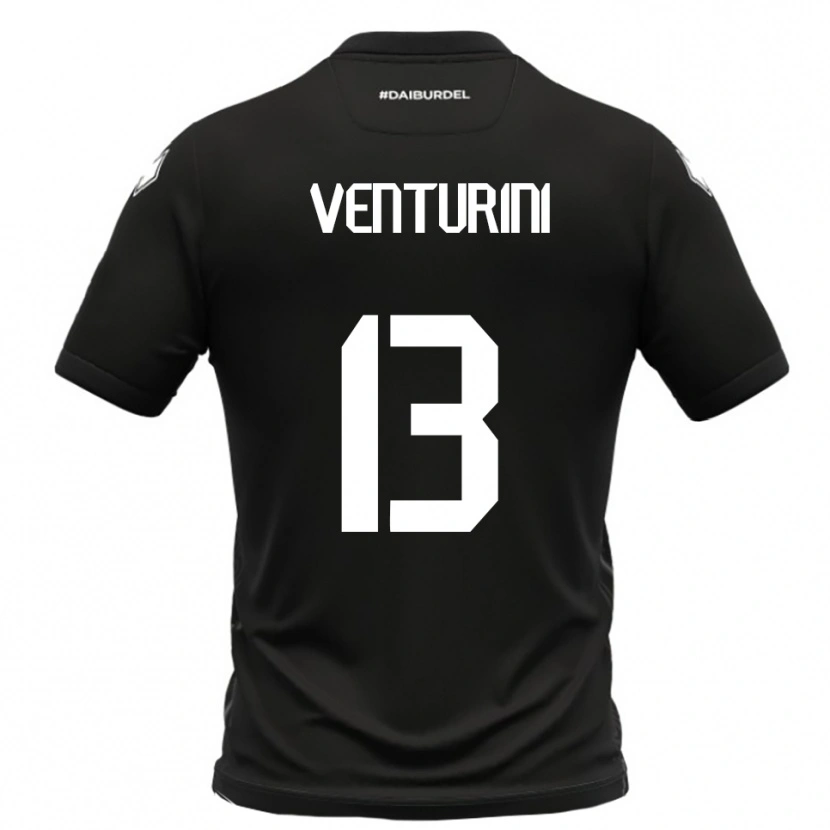 Danxen Criança Camisola Diego Venturini #13 Preto Branco Alternativa 2025/26 Camisa
