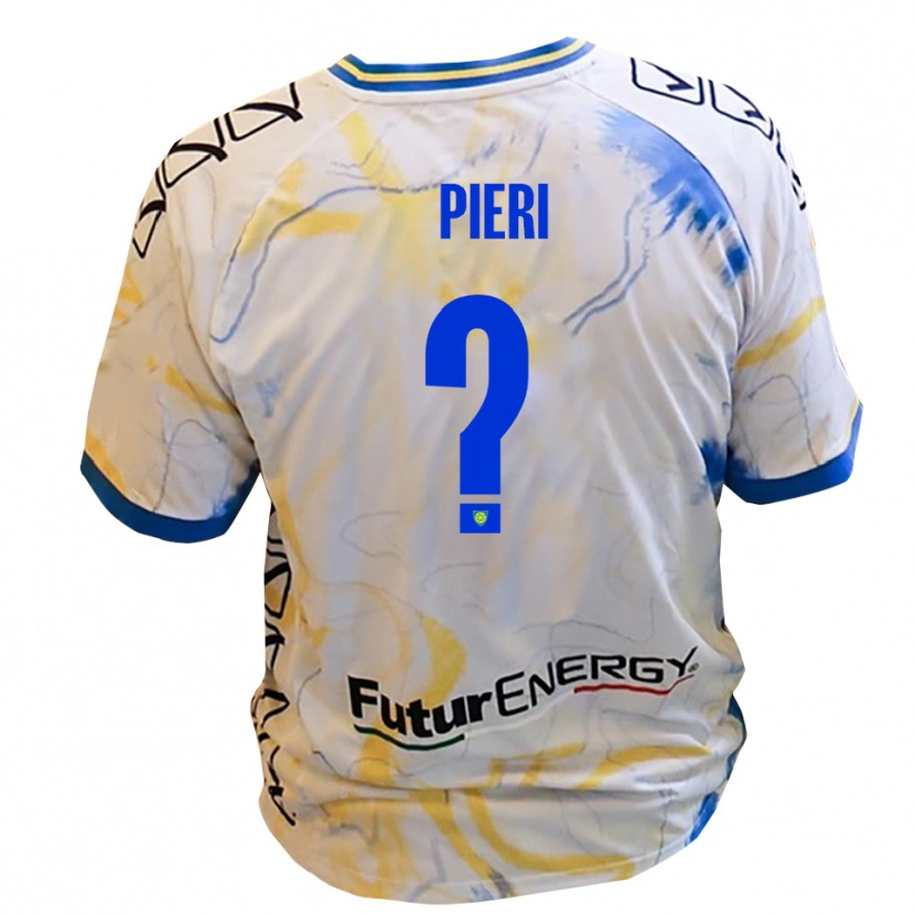 Danxen Criança Camisola Mattia Pieri #0 Branco Amarelo Azul Alternativa 2025/26 Camisa
