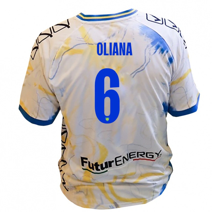Danxen Criança Camisola Filippo Oliana #6 Branco Amarelo Azul Alternativa 2025/26 Camisa