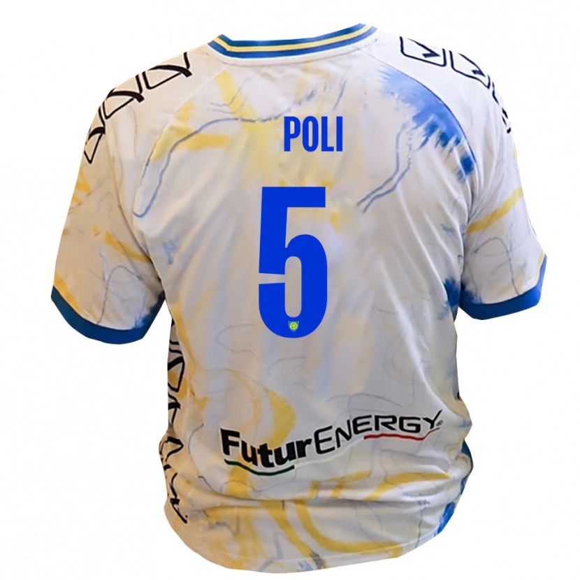 Danxen Criança Camisola Lorenzo Poli #5 Branco Amarelo Azul Alternativa 2025/26 Camisa