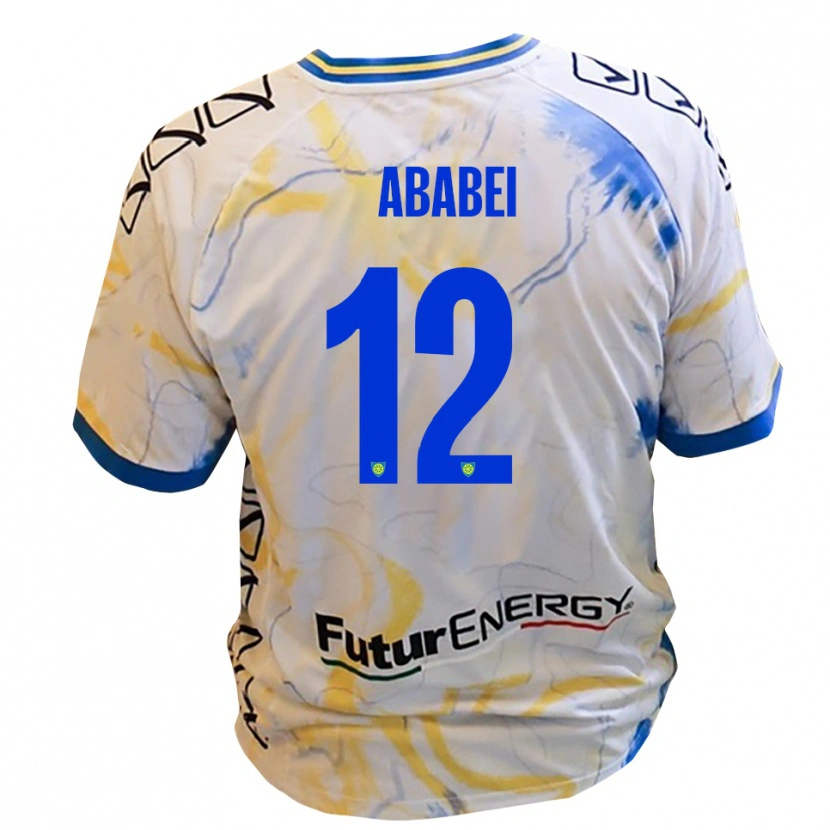 Danxen Criança Camisola Leonardo Ababei #12 Branco Amarelo Azul Alternativa 2025/26 Camisa