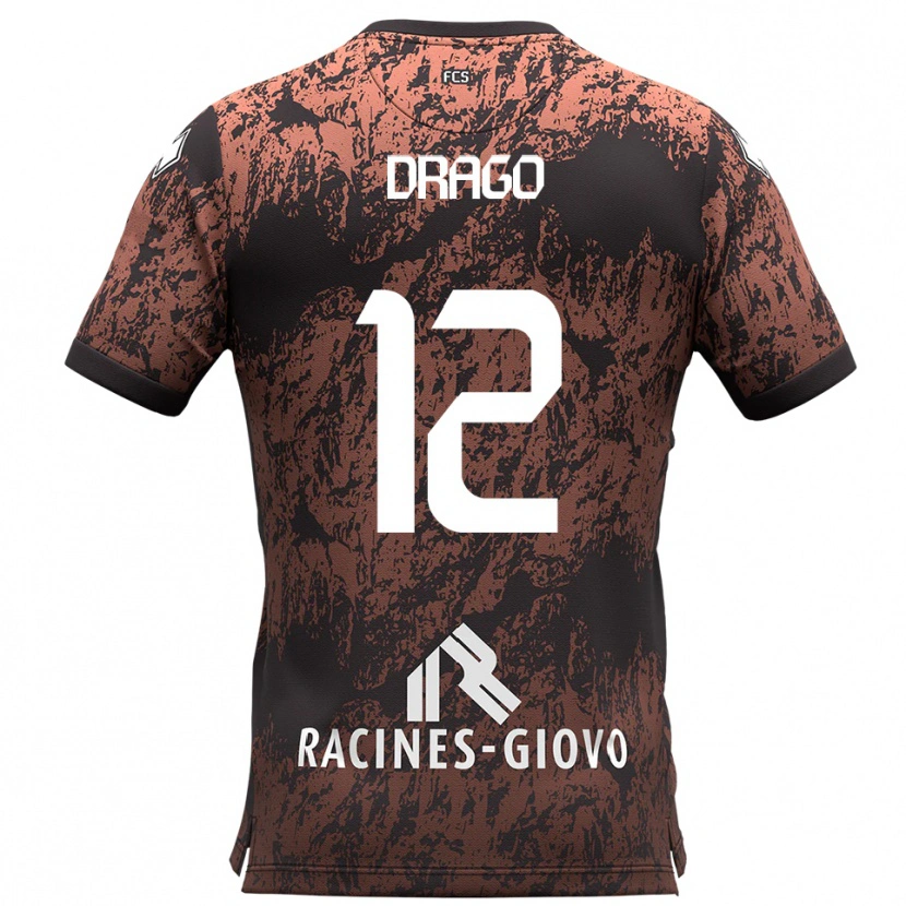 Danxen Criança Camisola Giacomo Drago #12 Marrom Preto Alternativa 2025/26 Camisa