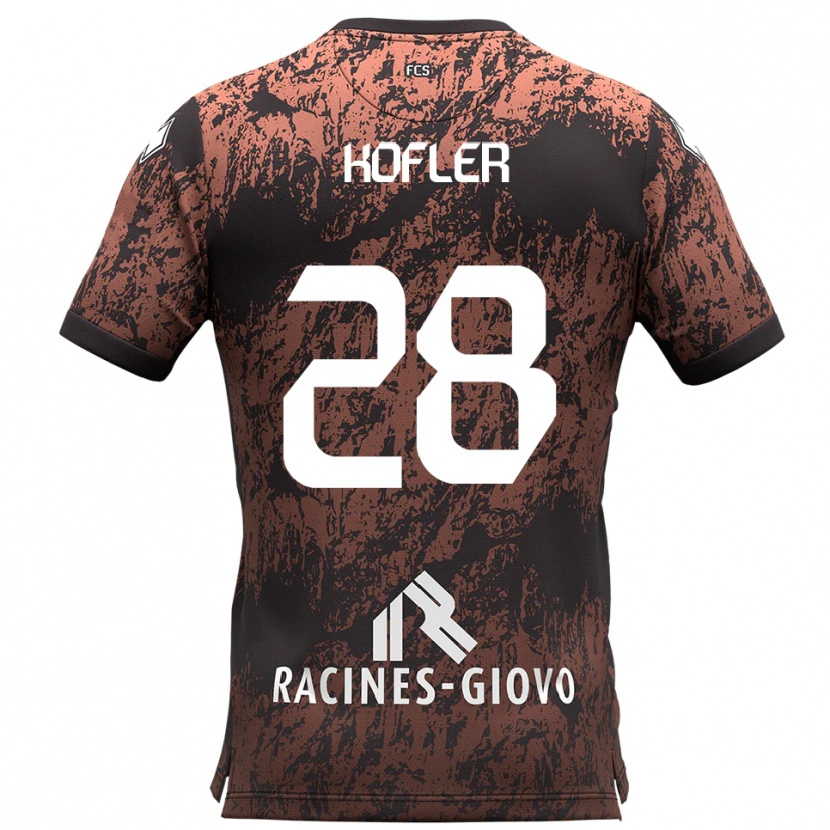 Danxen Criança Camisola Raphael Kofler #28 Marrom Preto Alternativa 2025/26 Camisa