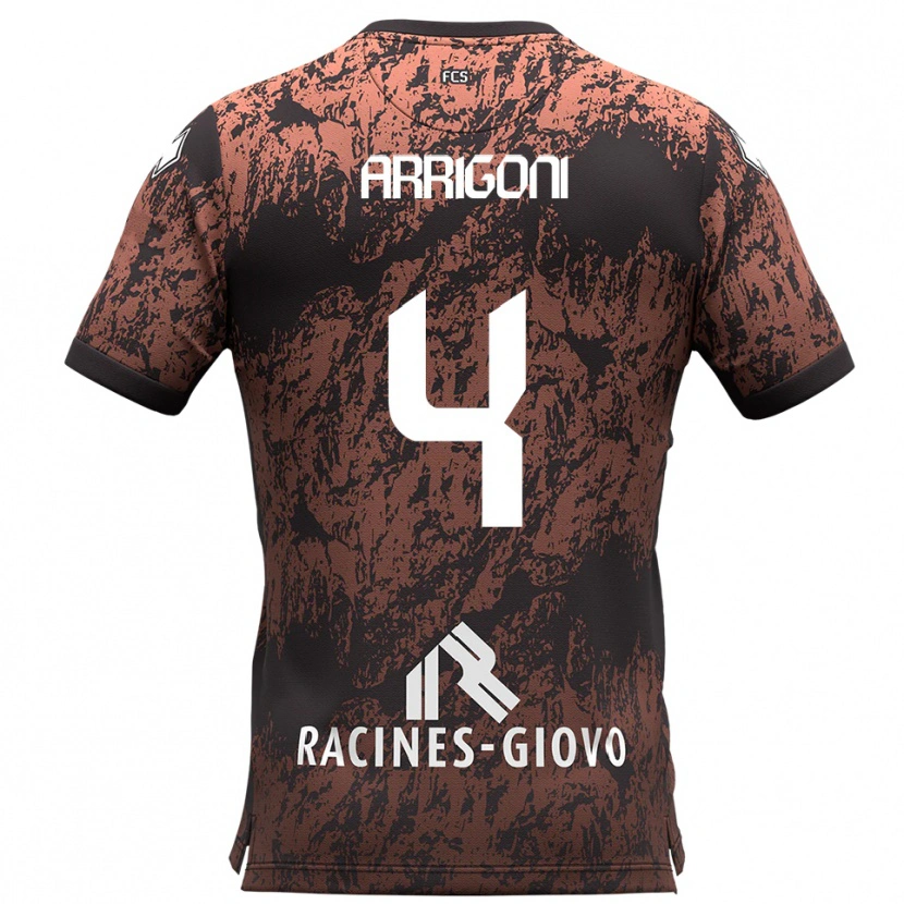 Danxen Criança Camisola Tommaso Arrigoni #4 Marrom Preto Alternativa 2025/26 Camisa