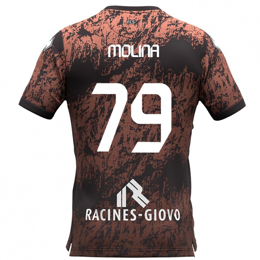 Danxen Criança Camisola Salvatore Molina #79 Marrom Preto Alternativa 2025/26 Camisa