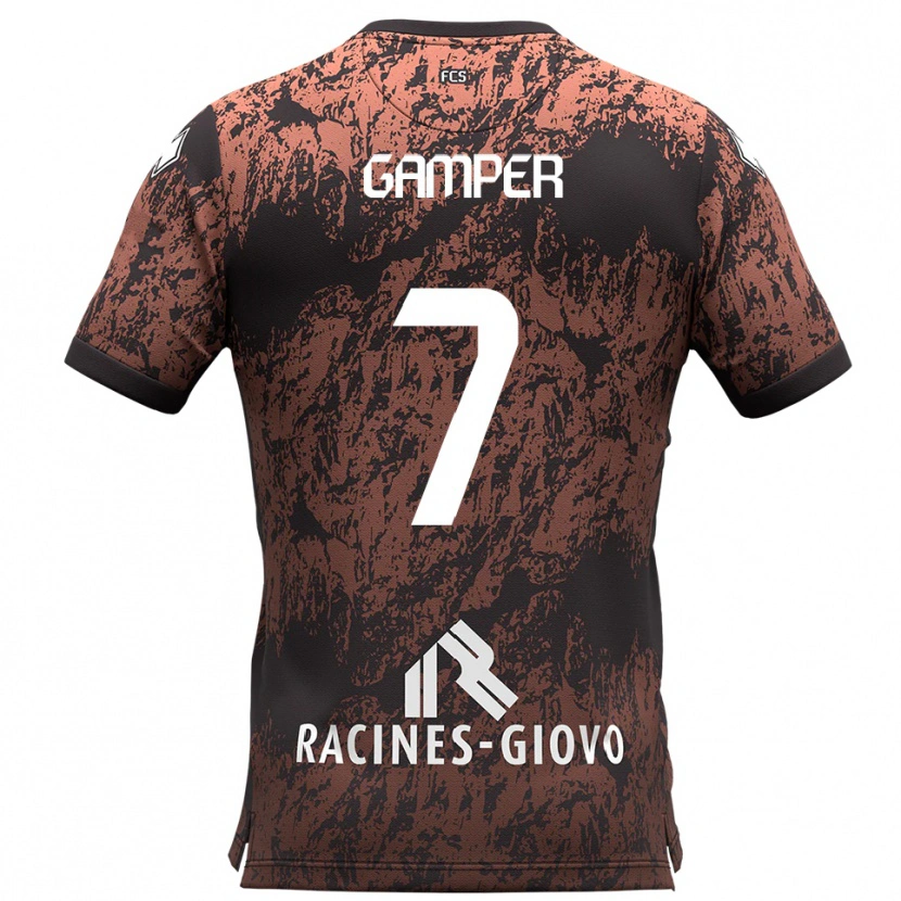 Danxen Criança Camisola Hannes Gamper #7 Marrom Preto Alternativa 2025/26 Camisa