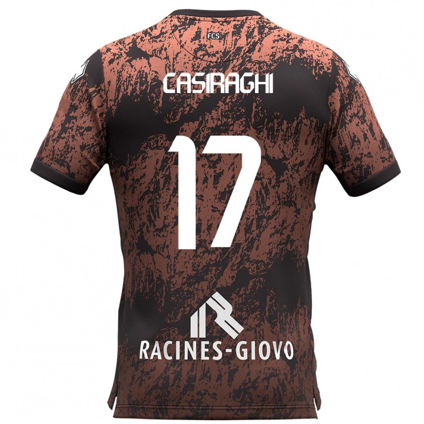 Danxen Criança Camisola Daniele Casiraghi #17 Marrom Preto Alternativa 2025/26 Camisa