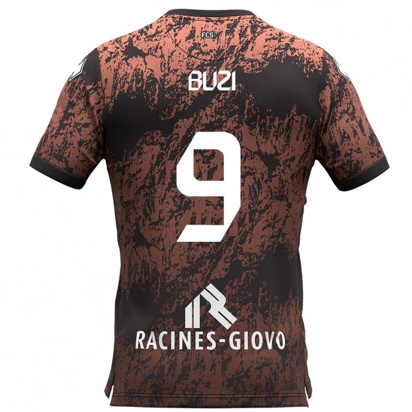 Danxen Criança Camisola Luis Buzi #9 Marrom Preto Alternativa 2025/26 Camisa