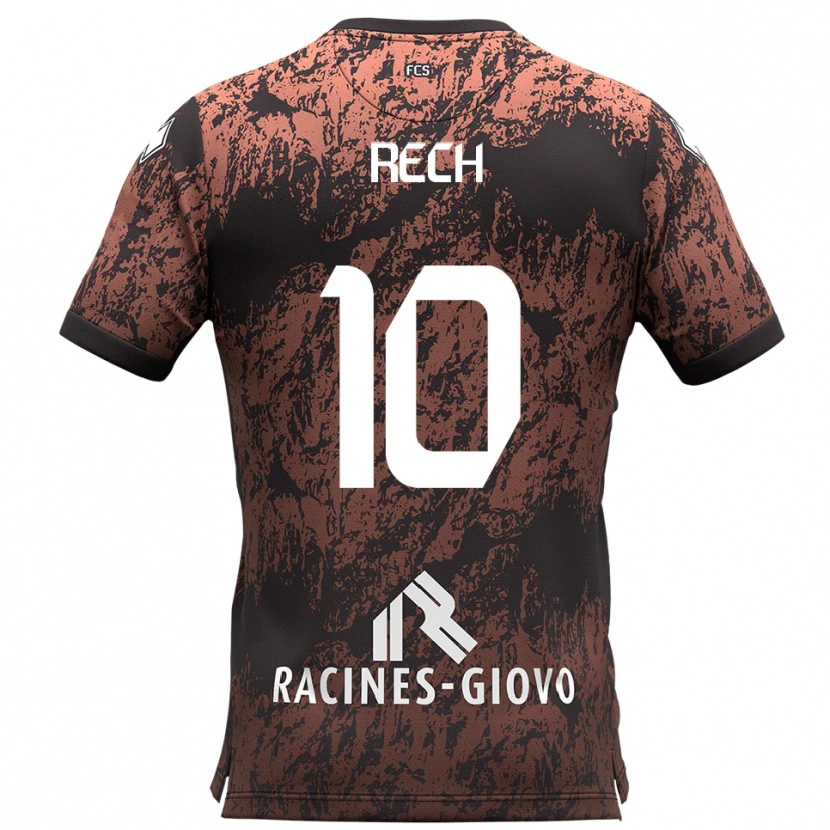 Danxen Criança Camisola Francesco Rech #10 Marrom Preto Alternativa 2025/26 Camisa