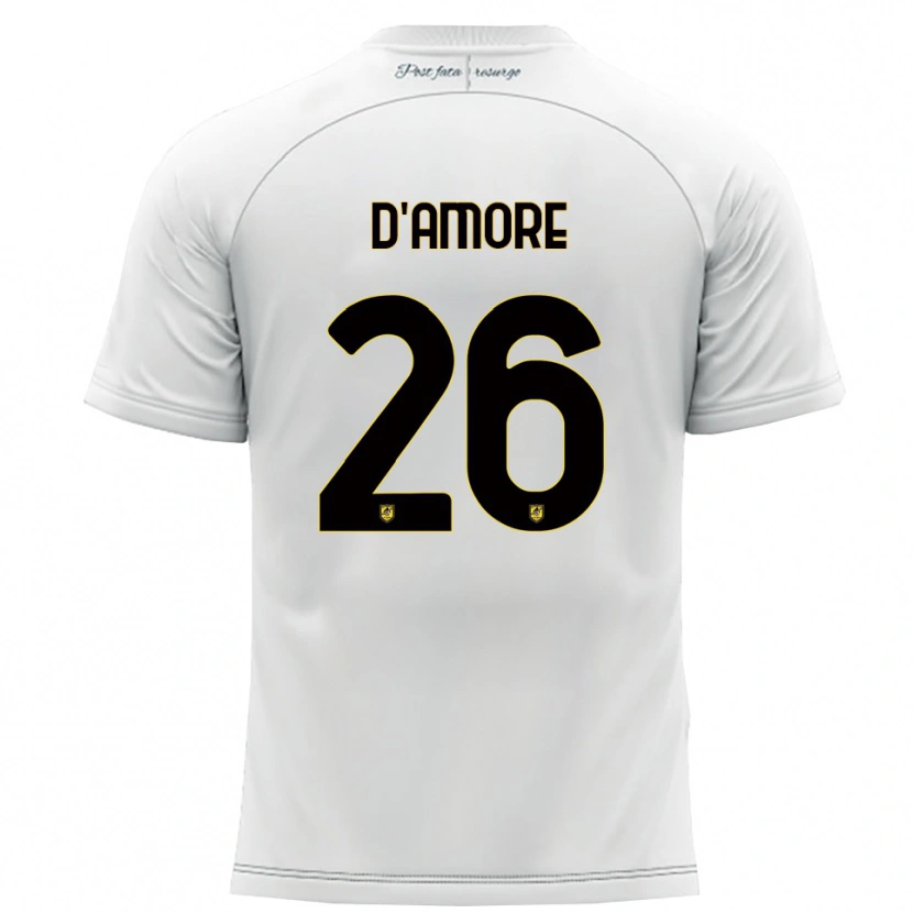 Danxen Criança Camisola Francesco D'amore #26 Branco Amarelo Alternativa 2025/26 Camisa