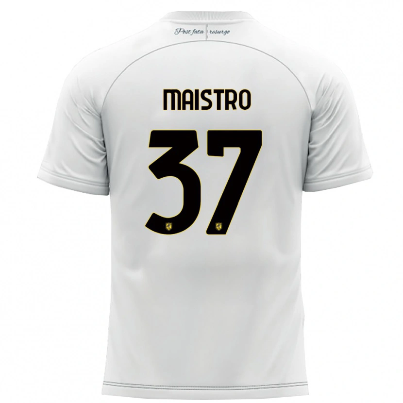 Danxen Criança Camisola Fabio Maistro #37 Branco Amarelo Alternativa 2025/26 Camisa