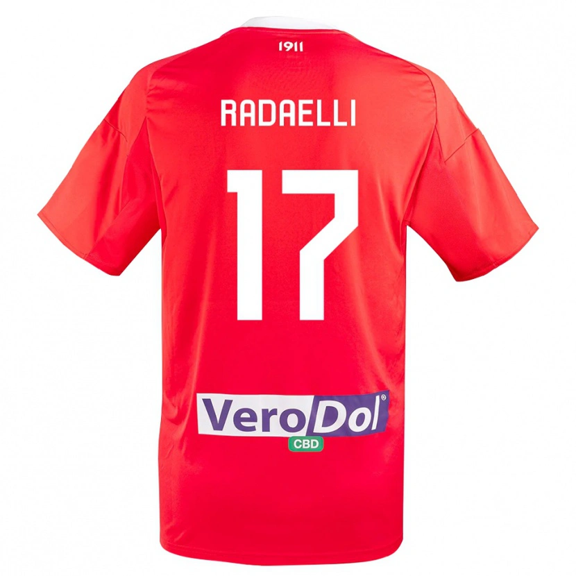 Danxen Criança Camisola Nicolò Radaelli #17 Vermelho Branco Alternativa 2025/26 Camisa