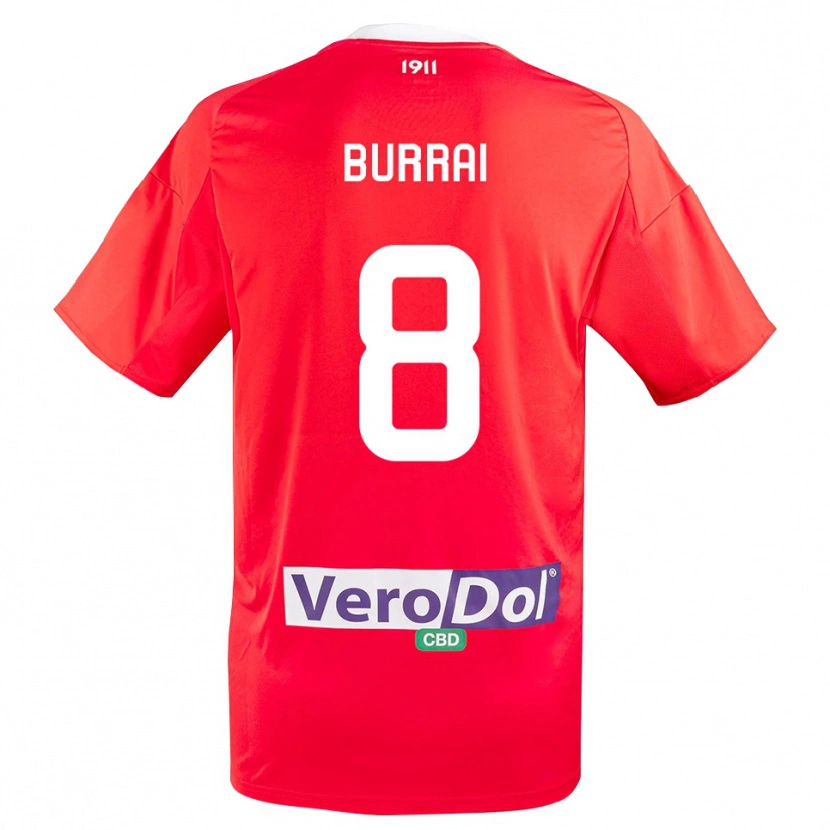 Danxen Criança Camisola Salvatore Burrai #8 Vermelho Branco Alternativa 2025/26 Camisa