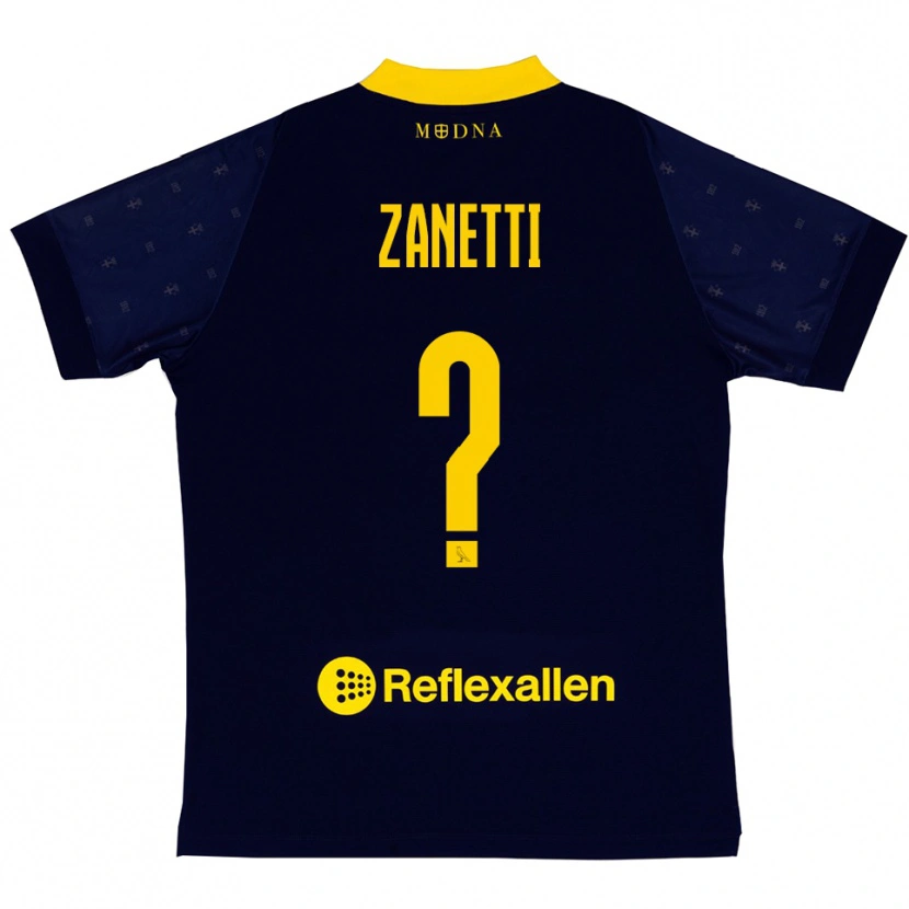Danxen Criança Camisola Matteo Zanetti #0 Marinho Amarelo Alternativa 2025/26 Camisa