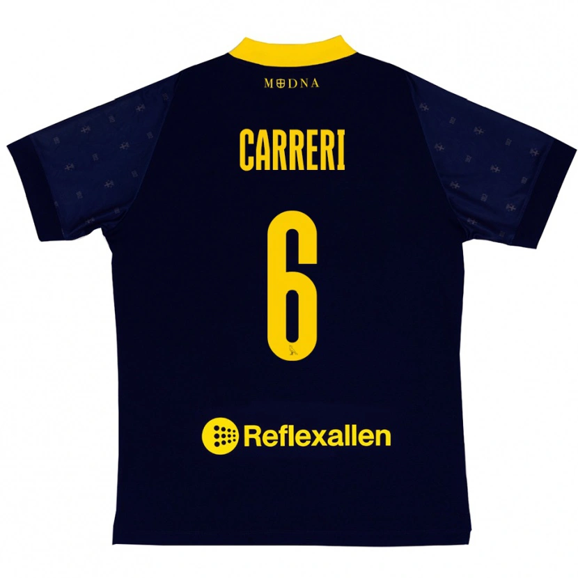 Danxen Criança Camisola Carlo Carreri #6 Marinho Amarelo Alternativa 2025/26 Camisa