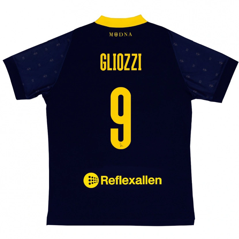 Danxen Criança Camisola Ettore Gliozzi #9 Marinho Amarelo Alternativa 2025/26 Camisa