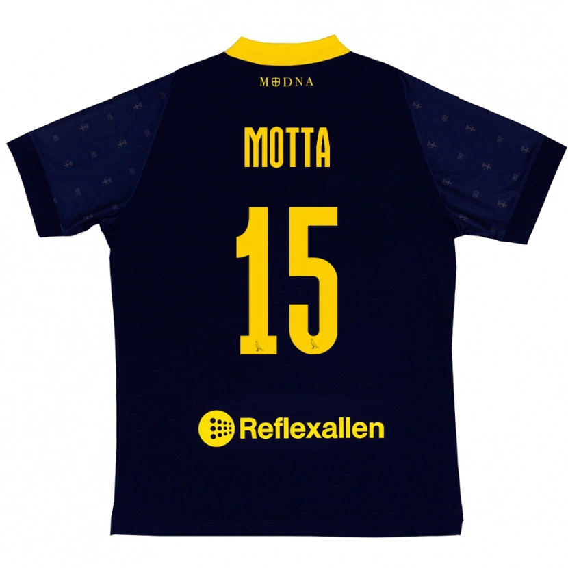 Danxen Criança Camisola Nicolò Motta #15 Marinho Amarelo Alternativa 2025/26 Camisa