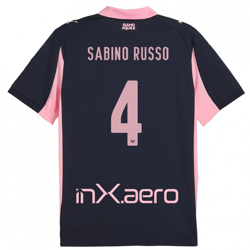 Danxen Criança Camisola Alessandro Sabino Russo #4 Marinho Rosa Alternativa 2025/26 Camisa