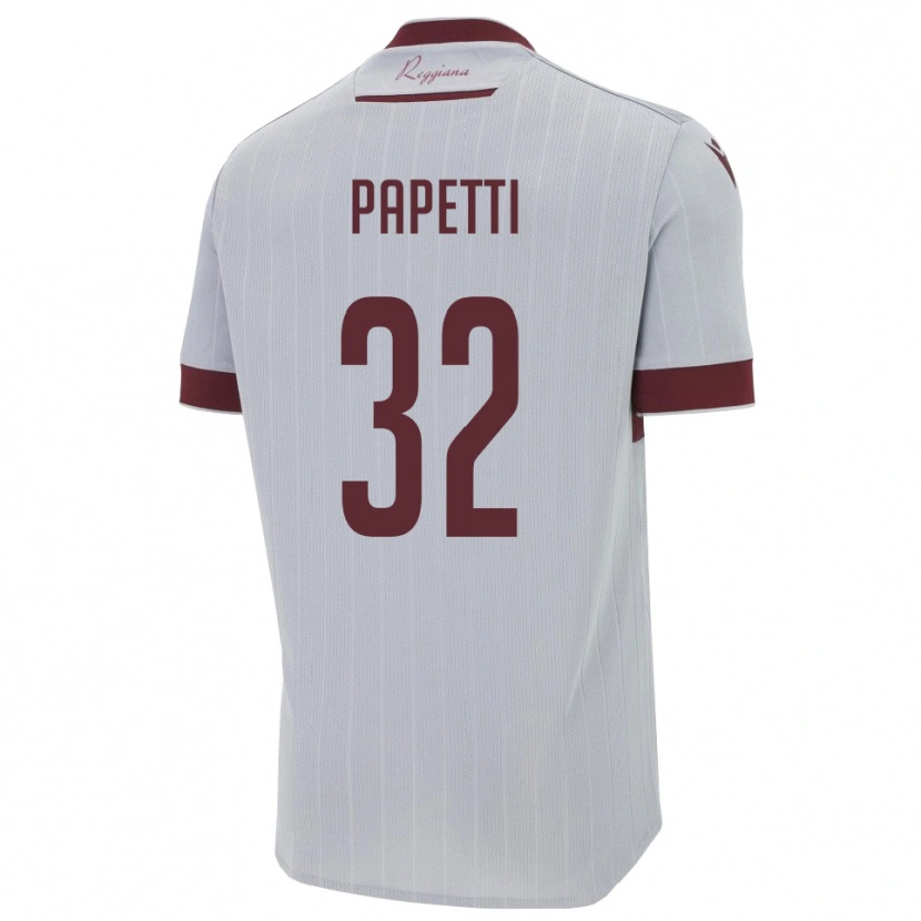 Danxen Criança Camisola Andrea Papetti #32 Borgonha Branco Alternativa 2025/26 Camisa