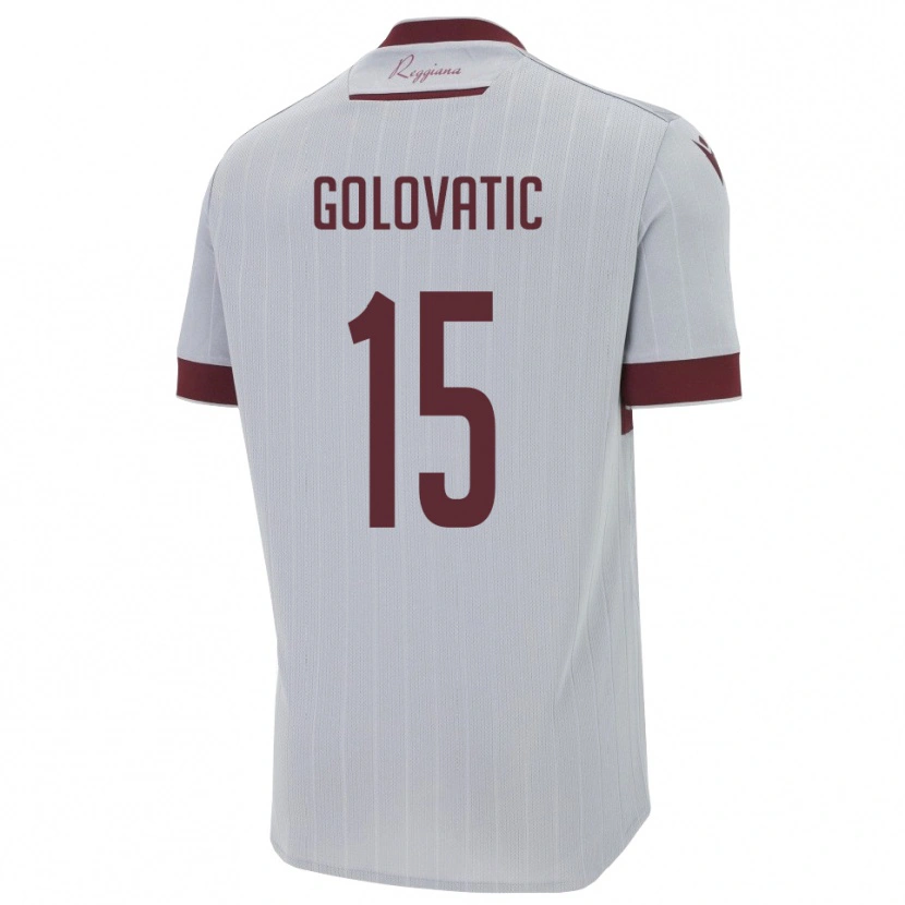 Danxen Criança Camisola Daniel Golovatic #15 Borgonha Branco Alternativa 2025/26 Camisa
