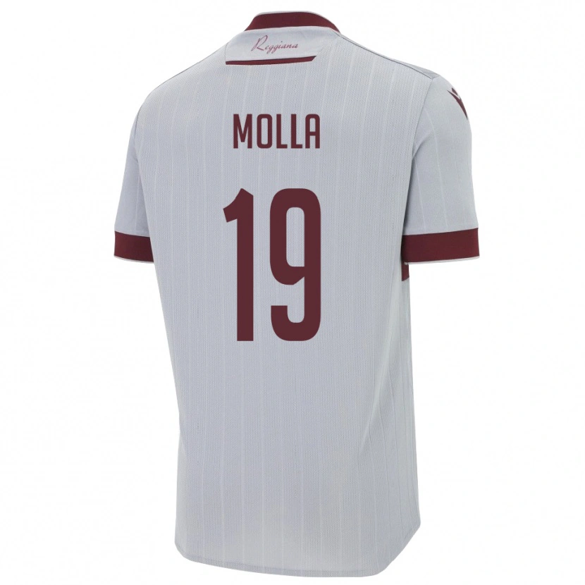Danxen Criança Camisola Cristian Molla #19 Borgonha Branco Alternativa 2025/26 Camisa