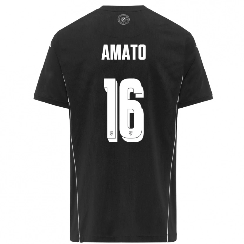 Danxen Criança Camisola Salvatore Amato #16 Preto Branco Alternativa 2025/26 Camisa