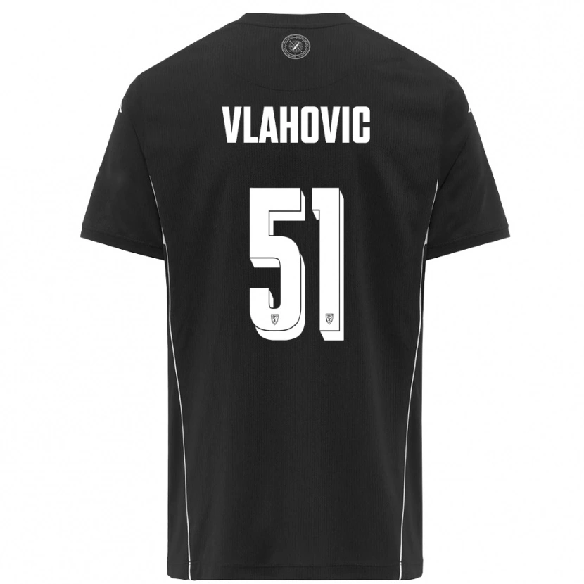 Danxen Criança Camisola Vanja Vlahović #51 Preto Branco Alternativa 2025/26 Camisa