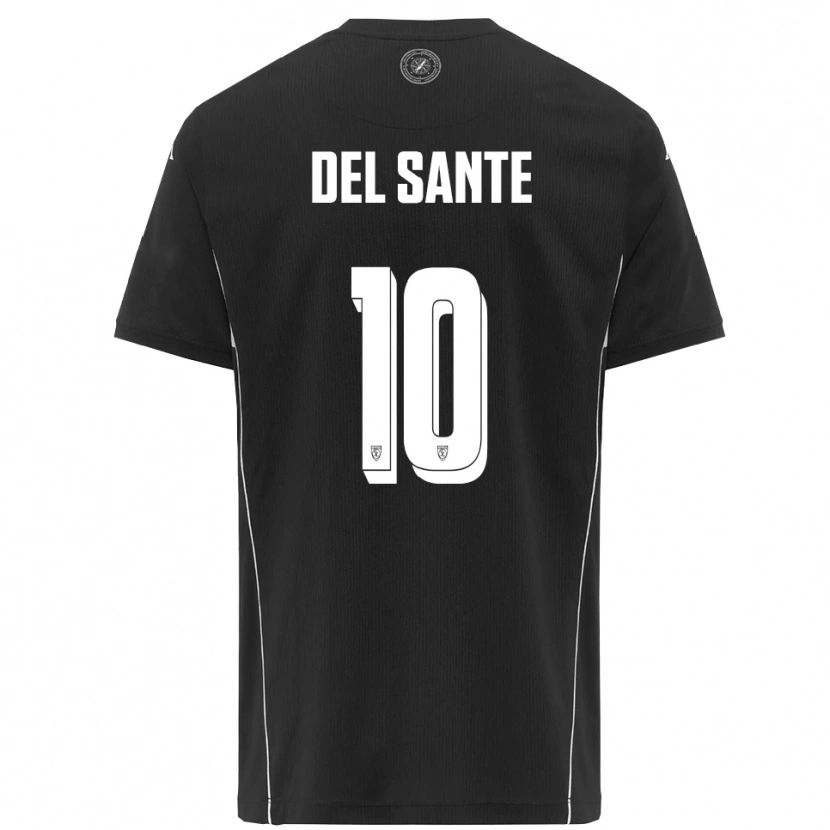 Danxen Criança Camisola Davide Del Sante #10 Preto Branco Alternativa 2025/26 Camisa