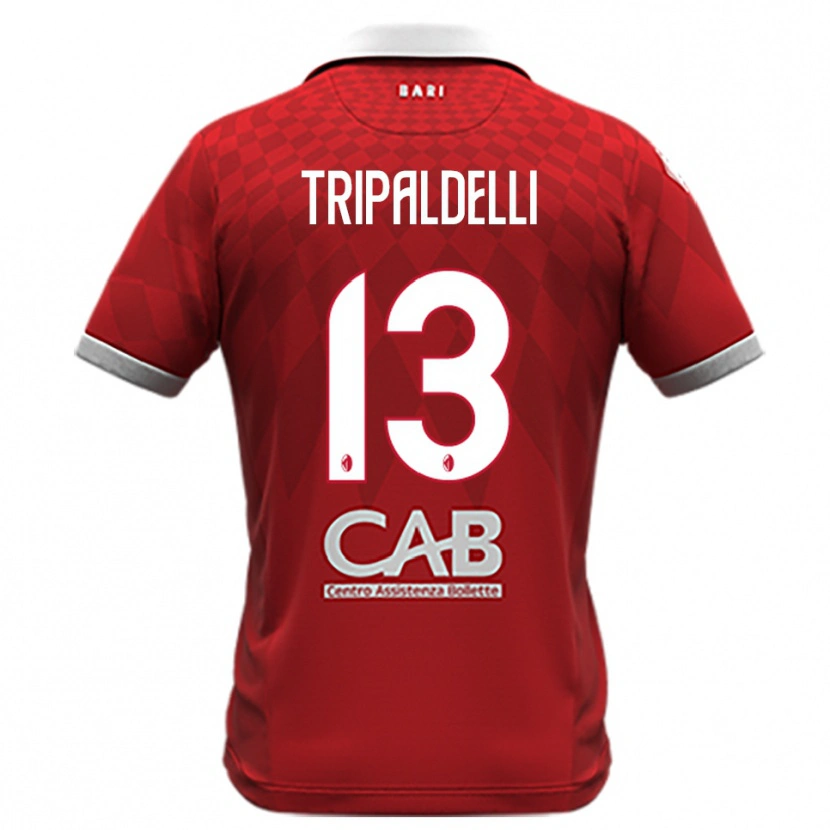 Danxen Criança Camisola Alessandro Tripaldelli #13 Vermelho Branco Alternativa 2025/26 Camisa