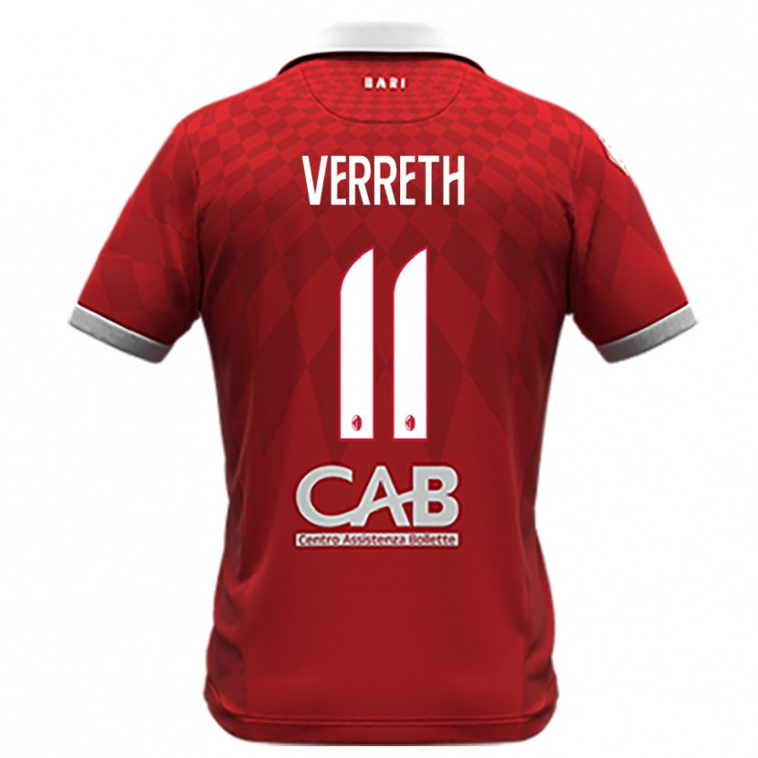 Danxen Criança Camisola Matthias Verreth #11 Vermelho Branco Alternativa 2025/26 Camisa