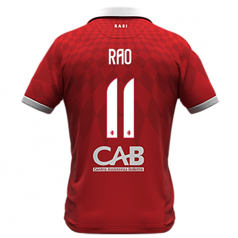 Danxen Criança Camisola Emanuele Rao #11 Vermelho Branco Alternativa 2025/26 Camisa