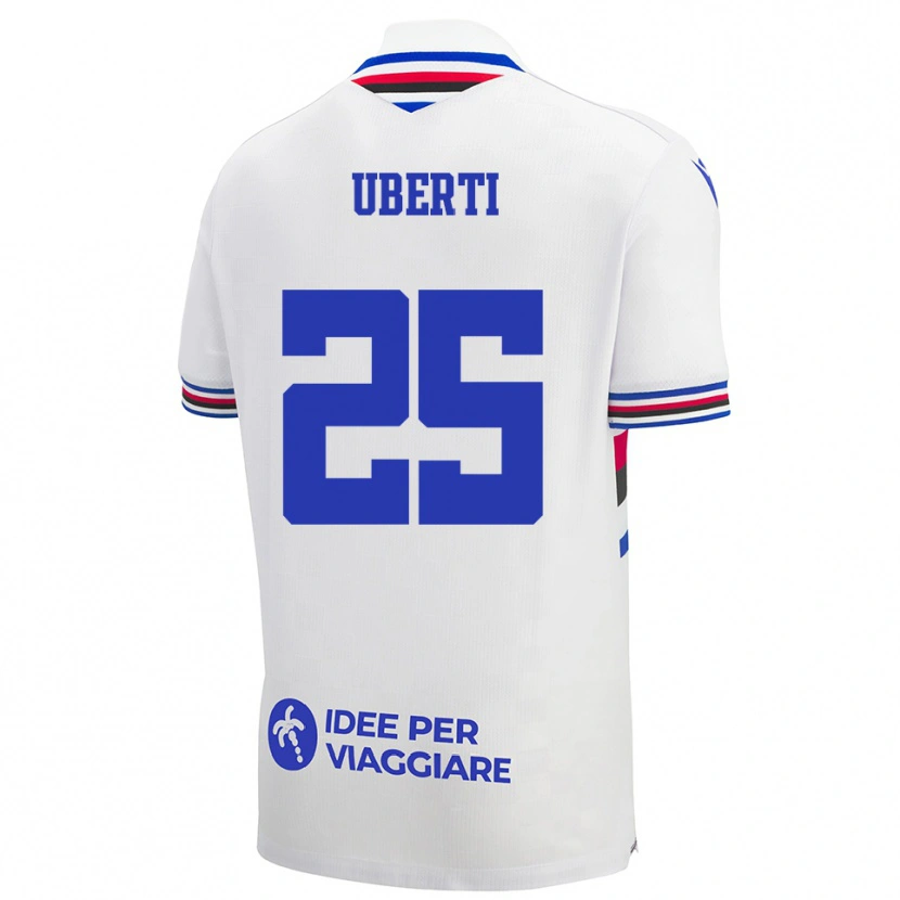 Danxen Criança Camisola Nicolò Uberti #25 Branco Azul Vermelho Alternativa 2025/26 Camisa