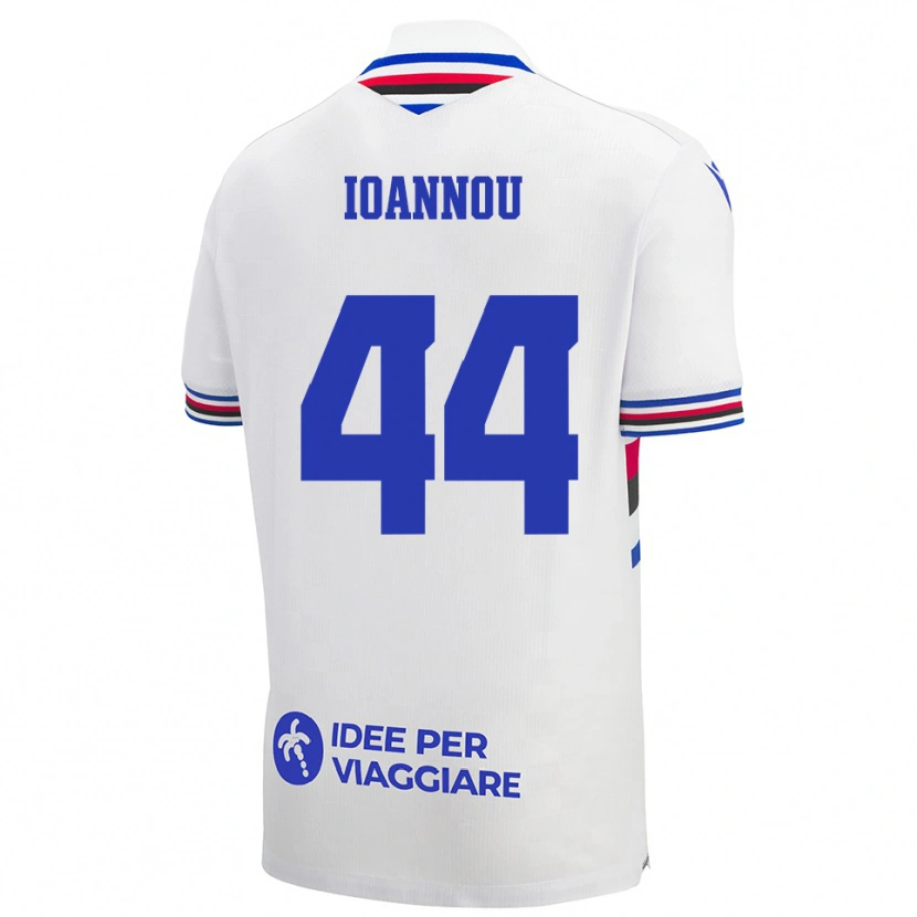Danxen Criança Camisola Nikolas Ioannou #44 Branco Azul Vermelho Alternativa 2025/26 Camisa