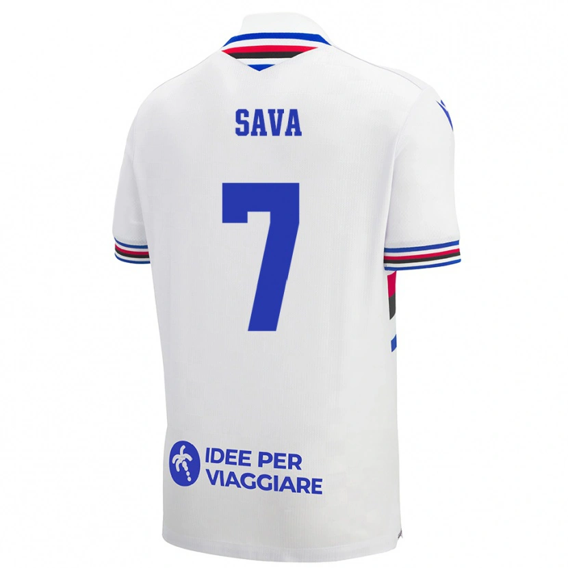 Danxen Criança Camisola Samuele Sava #7 Branco Azul Vermelho Alternativa 2025/26 Camisa