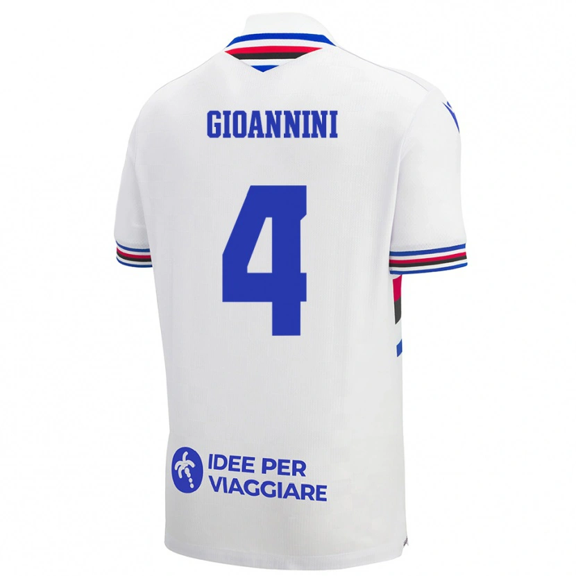 Danxen Criança Camisola Matteo Gioannini #4 Branco Azul Vermelho Alternativa 2025/26 Camisa