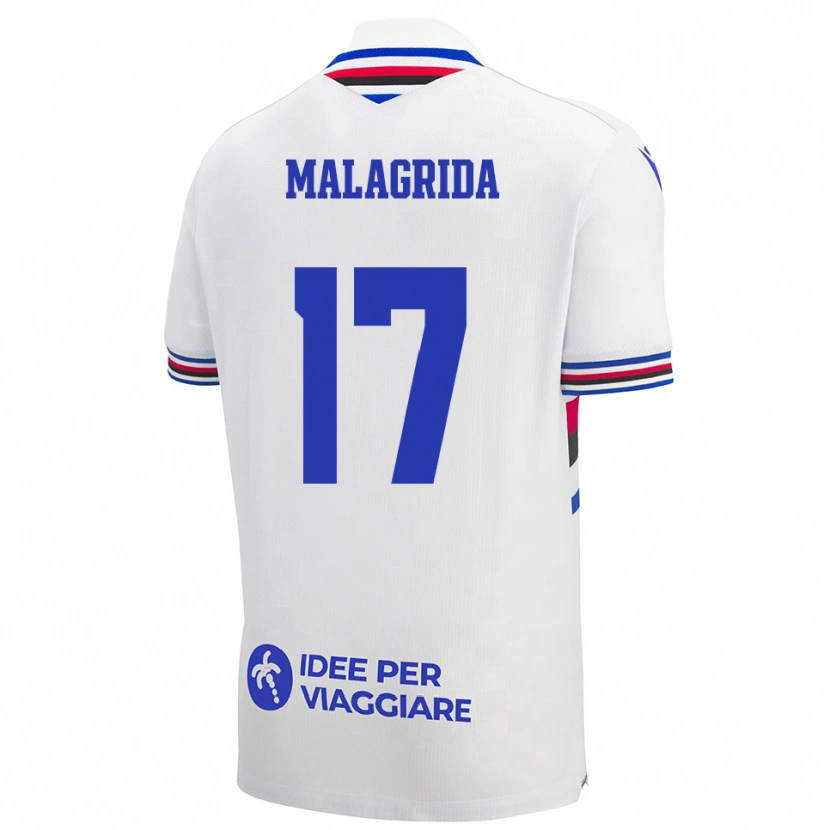 Danxen Criança Camisola Lorenzo Malagrida #17 Branco Azul Vermelho Alternativa 2025/26 Camisa