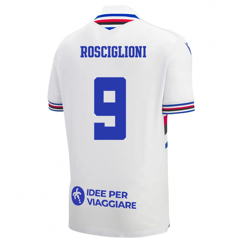 Danxen Criança Camisola Simone Rosciglioni #9 Branco Azul Vermelho Alternativa 2025/26 Camisa