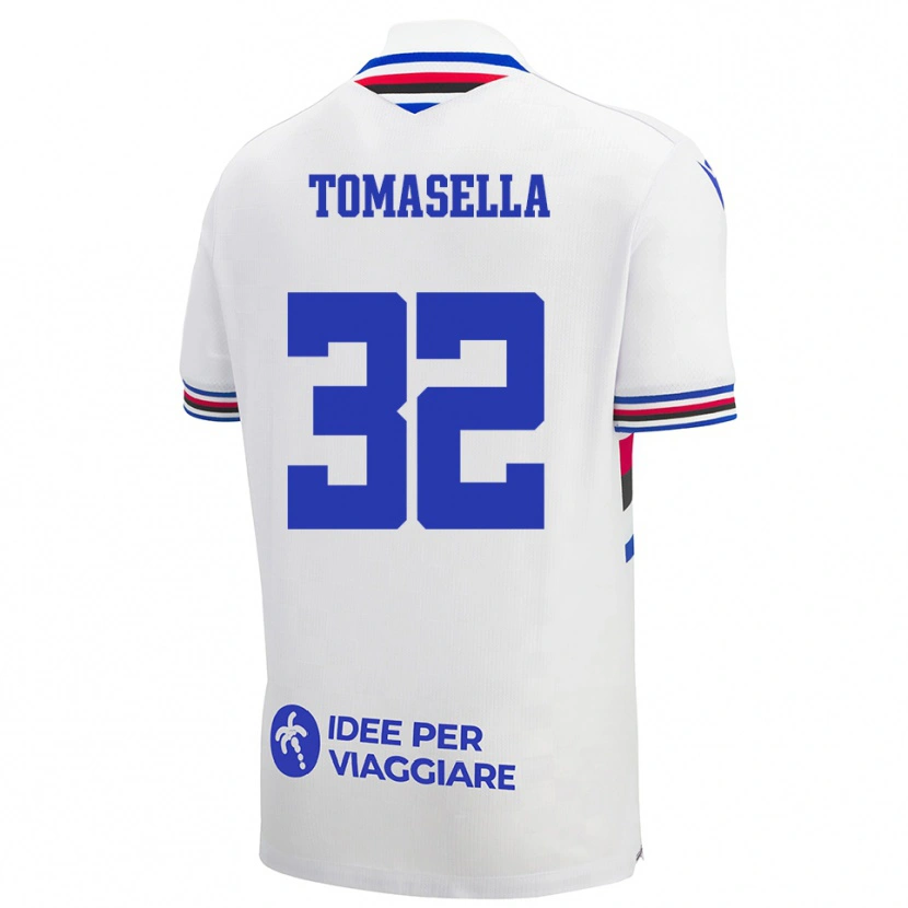 Danxen Criança Camisola Mattia Tomasella #32 Branco Azul Vermelho Alternativa 2025/26 Camisa