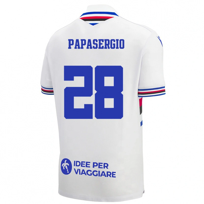 Danxen Criança Camisola Alessio Papasergio #28 Branco Azul Vermelho Alternativa 2025/26 Camisa