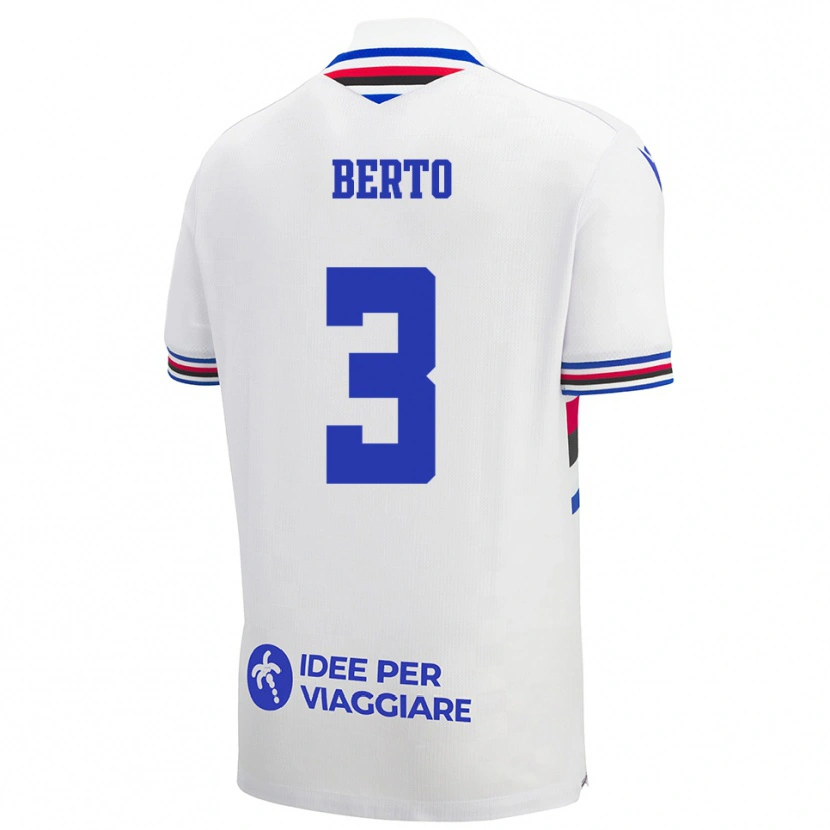 Danxen Criança Camisola Nicolò Berto #3 Branco Azul Vermelho Alternativa 2025/26 Camisa