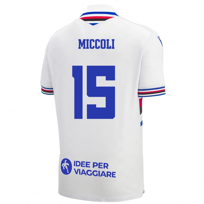 Danxen Criança Camisola Diego Miccoli #15 Branco Azul Vermelho Alternativa 2025/26 Camisa