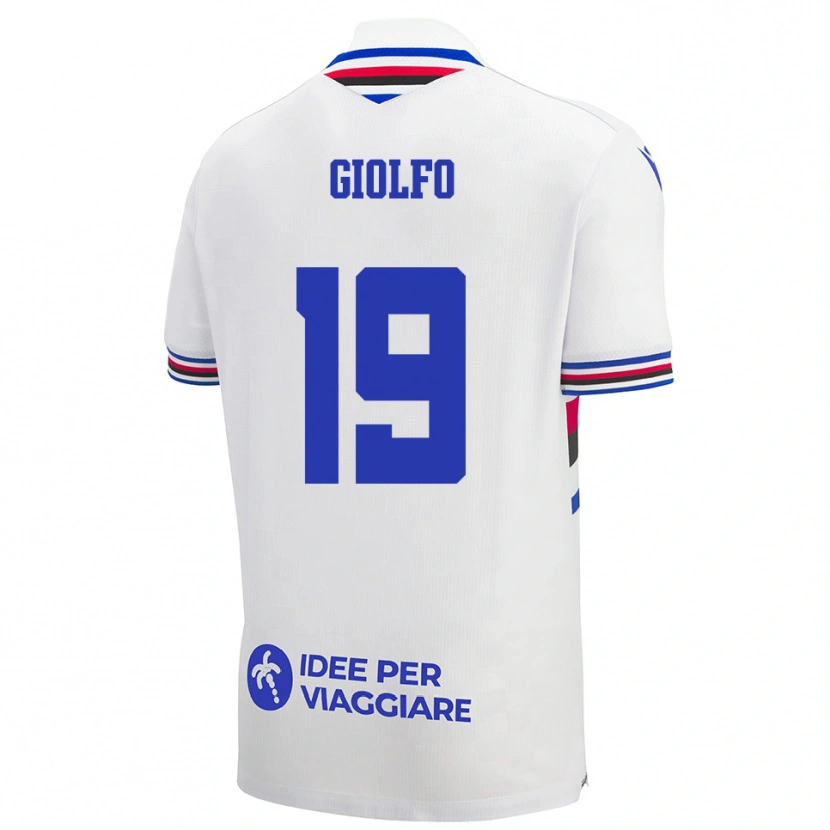 Danxen Criança Camisola Matteo Giolfo #19 Branco Azul Vermelho Alternativa 2025/26 Camisa