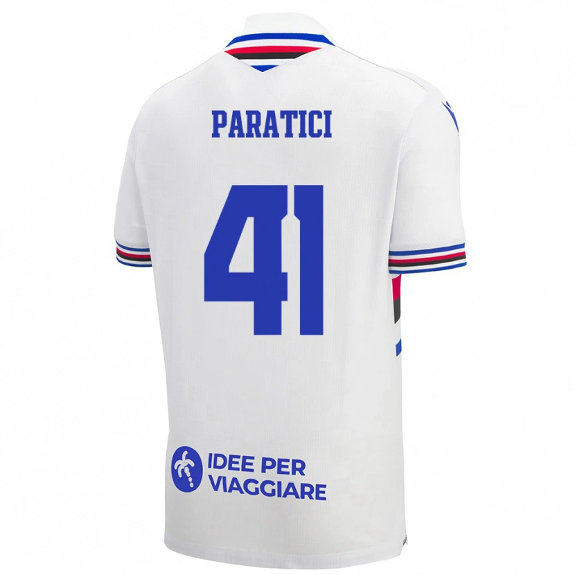 Danxen Criança Camisola Lorenzo Paratici #41 Branco Azul Vermelho Alternativa 2025/26 Camisa