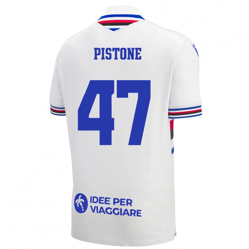 Danxen Criança Camisola Giovanni Pistone #47 Branco Azul Vermelho Alternativa 2025/26 Camisa