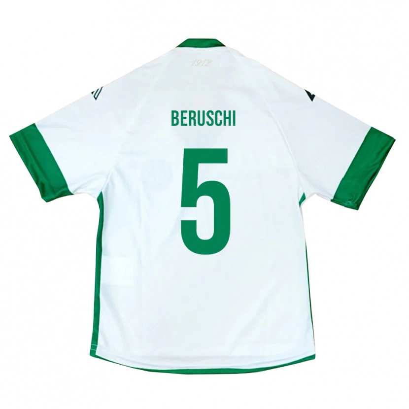 Danxen Criança Camisola Diego Beruschi #5 Branco Verde Azul Alternativa 2025/26 Camisa