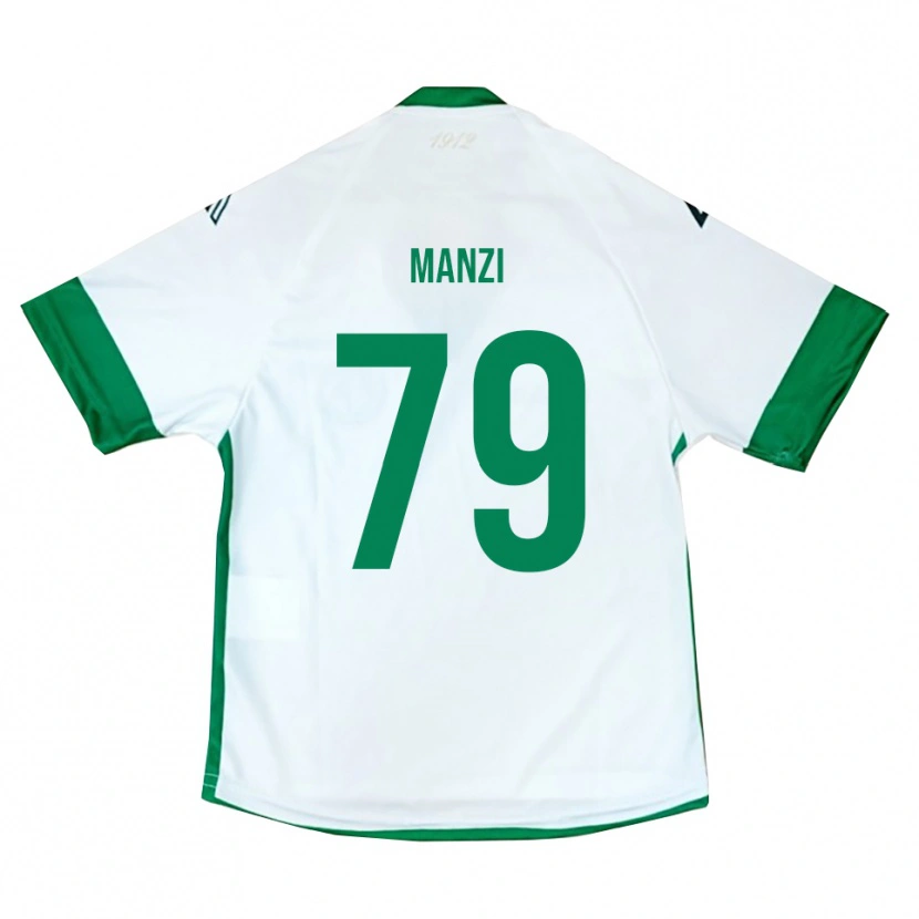 Danxen Criança Camisola Claudio Manzi #79 Branco Verde Azul Alternativa 2025/26 Camisa
